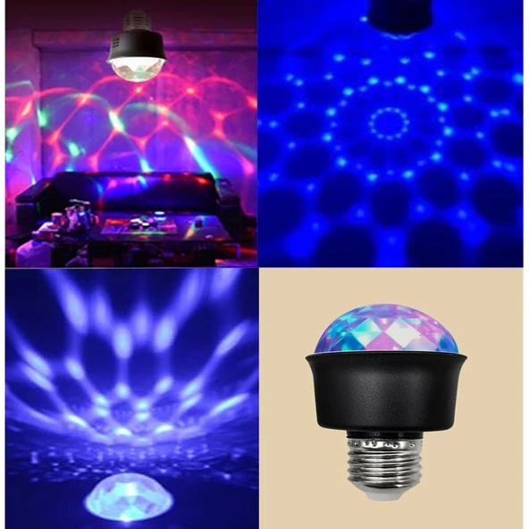 Mini 360 Derece Led 3.3 Watt E27 Duy Rgb Disko Lamba - Resim 2