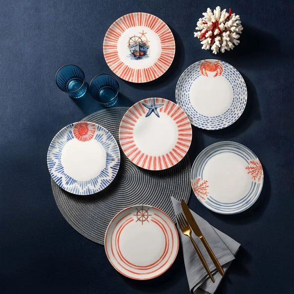 GÜRAL PORSELEN Mare 6 Parça 20 Cm Pasta Tabağı 5534 - Resim 4