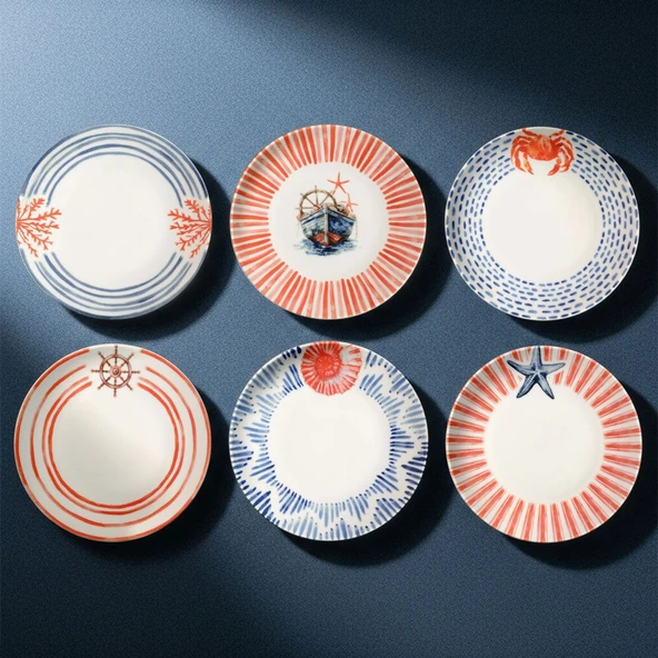 GÜRAL PORSELEN Mare 6 Parça 20 Cm Pasta Tabağı 5534 - Resim 3