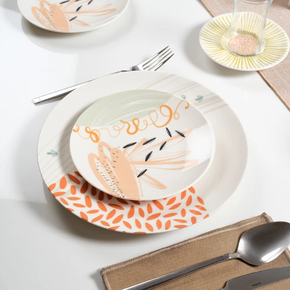 GÜRAL PORSELEN Camelia 30 Parça 6 Kişilik Kahvaltı Takımı 3554 ürün görseli 1