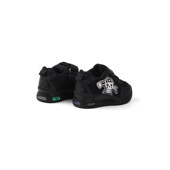 Unisex Bebe Siyah Figürlü Işıklı Cırtlı Sneaker Günlük Spor Ayakkabı - 2