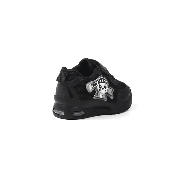 Unisex Bebe Siyah Figürlü Işıklı Cırtlı Sneaker Günlük Spor Ayakkabı - 5