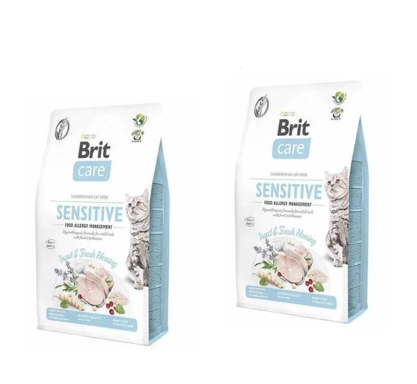 Care Senstive Ringa Balığı Ve Böcekli ,Beslenme Alerjisi Önleyici Kedi Maması 2 Kg X 2 =4 Kg - 1