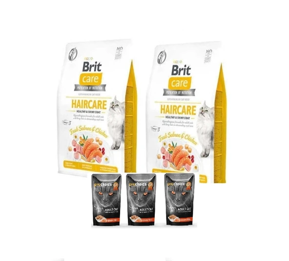 Care Haircare Deri Ve Tüy Sağlığı Için Tahılsız Yetişkin Kedi Maması2kgx2=4kg+Somonlu YaşMamaX3 ürün görseli