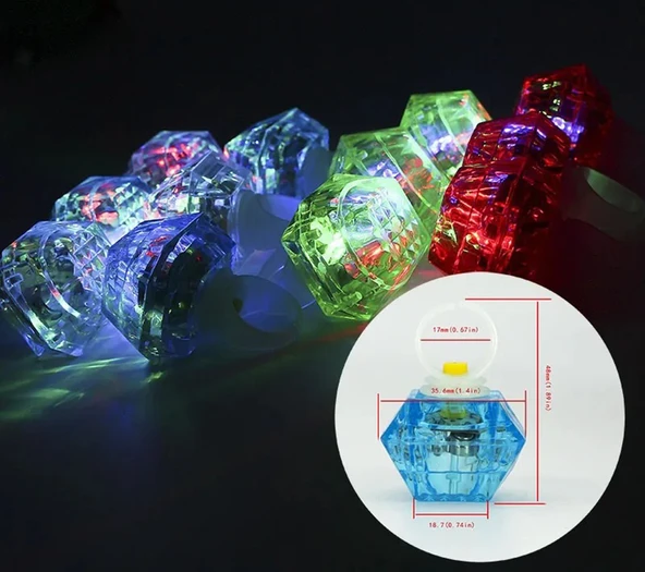 Periboia 6'lı Kristal LED Parti Yüzük Seti - 4