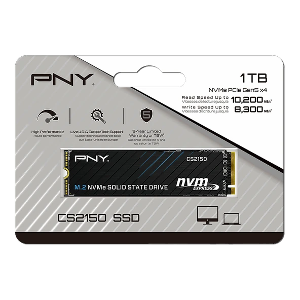 PNY CS2150 1TB 10200/8300 MB/s M.2 NVMe SSD (M280CS2150-1TB-TB) - Resim 2