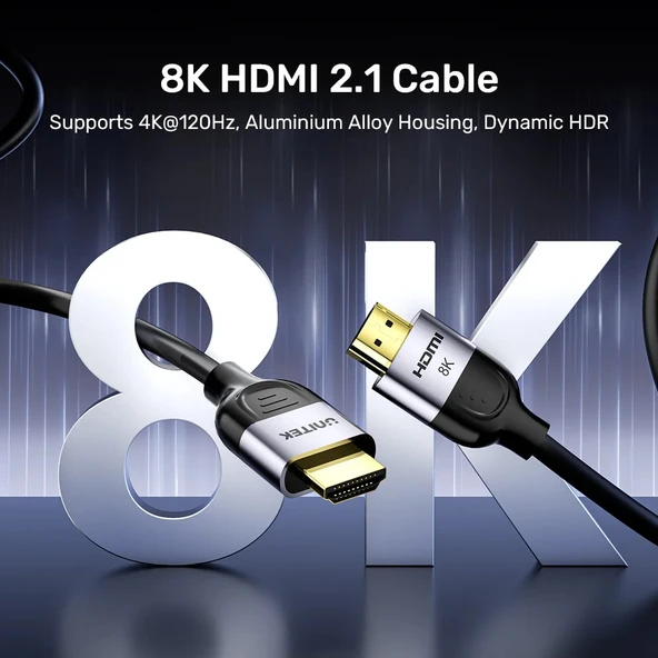UNITEK HDMI2.1 KABLO 1MT 8K&60Hz (C11086GY-1M) - 2