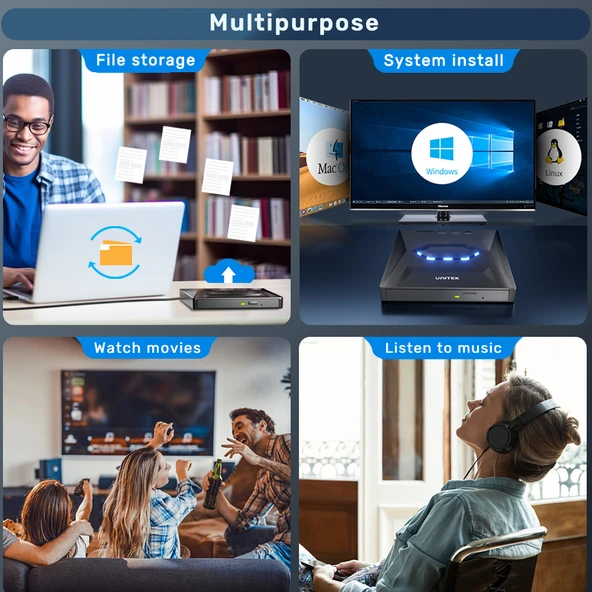 UNITEK HARİCİ DVD-RW USB TYPE-C/A+5in1 DOCK T1037A - 4