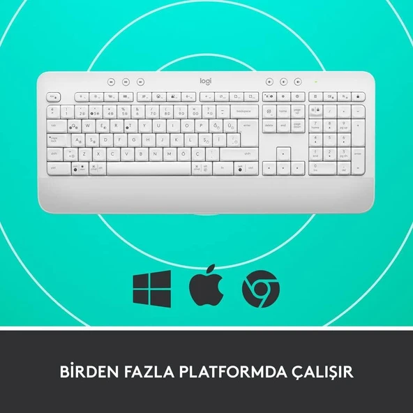 LOGITECH K650 TAM BOYUTLU KABLOSUZ TÜRKÇE Q KLAVYE BEYAZ 920-010973 - 5
