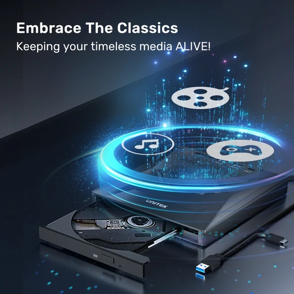 UNITEK HARİCİ DVD-RW USB TYPE-C/A+5in1 DOCK T1037A - 2