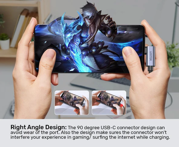 UNITEK TYPE-C HIZLI ŞARJ 90D 2MT 100W(C14123BK-2M) - 4