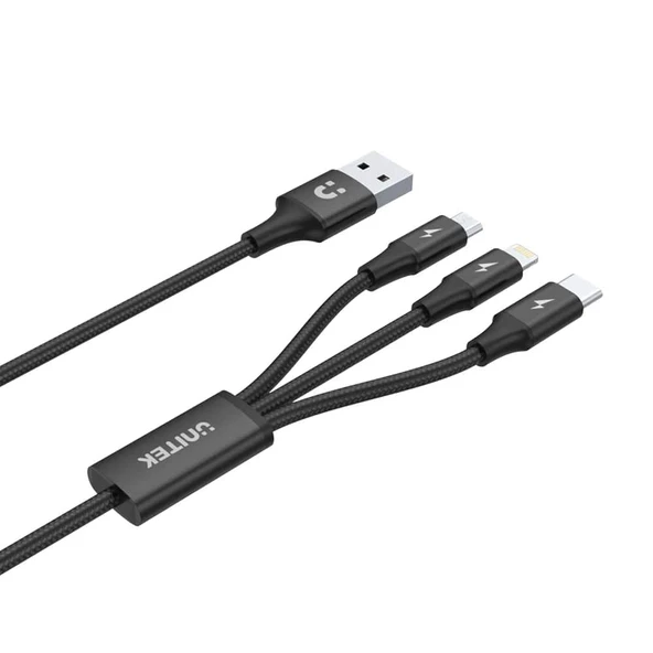 UNITEK USB-A 3in1 HIZLI ŞARJ 1.2MT 2.4A (C14049BK) - 2