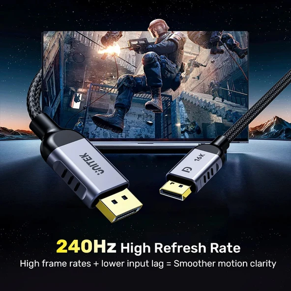 UNITEK DISPLAY PORT 2.1 KABLO 3MT 16K (C1626GY-3M) - 3