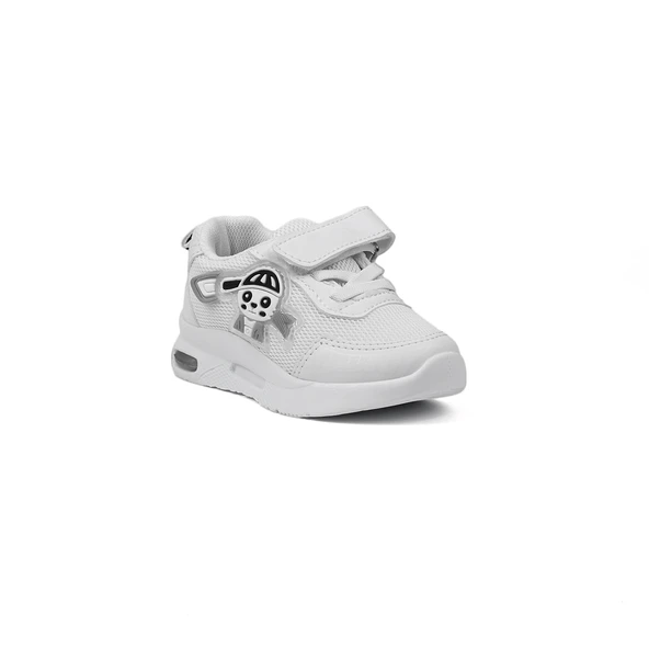 Unisex Bebe Beyaz Işıklı Figürlü Cırtlı Sneaker Günlük Spor Ayakkabı - 3