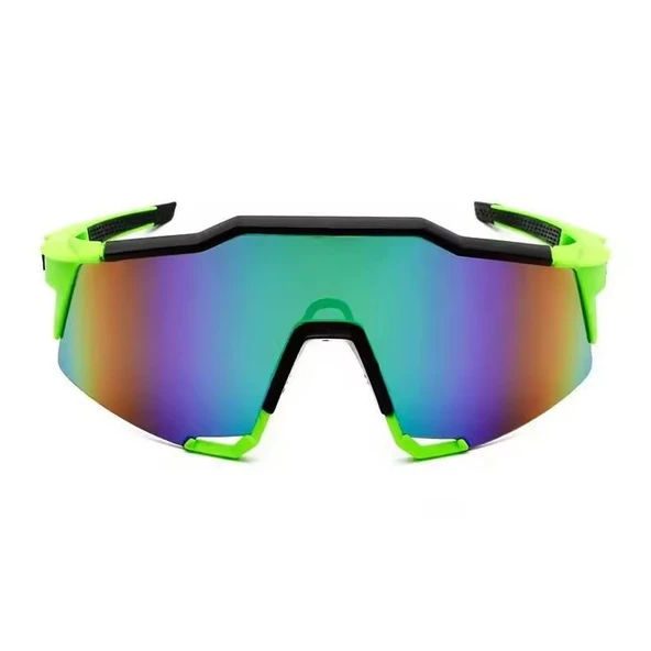 XBYC G4681 %100 Bisiklet Sürüş Gözlüğü Polarize Cam Yarı Çerçevesiz Spor Gözlüğü UV400 Lens Yeşil - 2