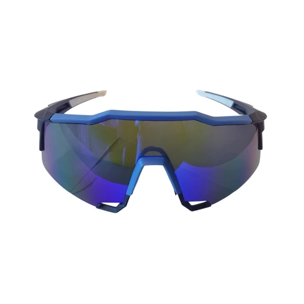 XBYC G4681 %100 Bisiklet Sürüş Gözlüğü Polarize Cam Yarı Çerçevesiz Spor Gözlüğü UV400 Lens Mavi - 2