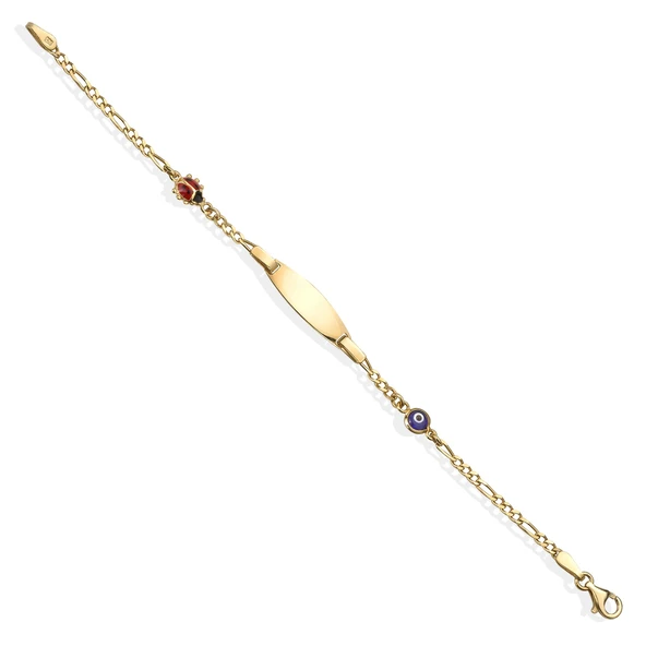 925 Ayar Gümüş Uğurböceği ve Nazar Boncuklu Bebek Bilekliği - BPC00107 - Resim 5