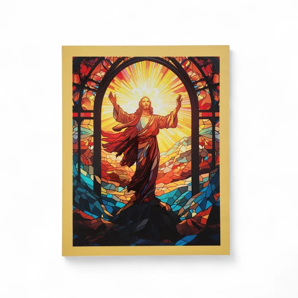 İsa Diriliş Vitray Ahşap Dekor - Resim 2