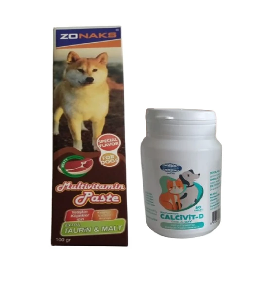 Köpeklerini İçin Vitamin & Aminoasit İçerikli Pasta 100 gr Ve Calcivit - D 60 Tablet ürün görseli