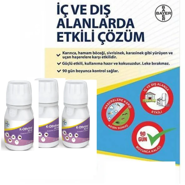 K-Othrine SC50,50ml X3 Adet(Tahta kurusu,Hamam Böceği ,Karasinek ve Sivrisinek Mücadelesinde)