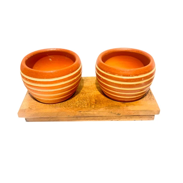 Bitki Tasarımı Ev dekorasyon Aksesuar Yan Çizgi Terakota Toprak Saksı İkili Ahşap Tabanlı Çiçeklik Saksı Saksılık - Resim 6