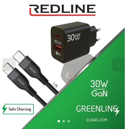 Redline Gl-35w-Cc Black Chargee Şarj Başlığı Ve Kablo Set Usb + Type-C To Type-C - 1