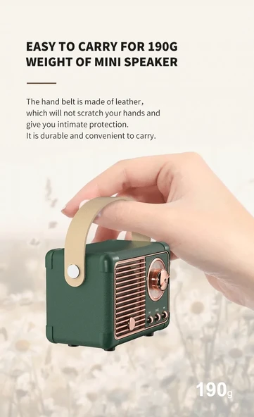 Dw13 yeşil bluetooth mini 11 cm x 8 (-+1) hoparlör kablosuz Retro hoparlör eski moda klasik stil güçlü - Resim 4