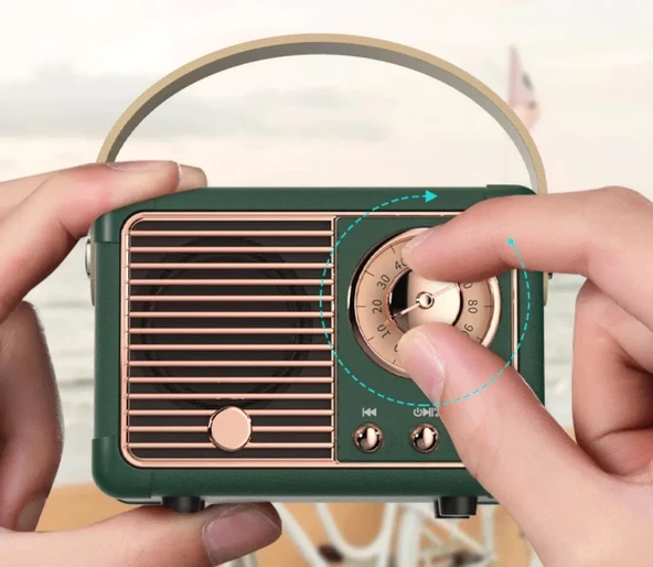 Dw13 yeşil bluetooth mini 11 cm x 8 (-+1) hoparlör kablosuz Retro hoparlör eski moda klasik stil güçlü - Resim 2