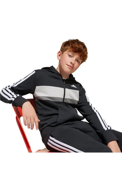 adidas Unisex Çocuk  Siyah  Eşofman J 3S TIB FL TS JC7520 - Resim 7