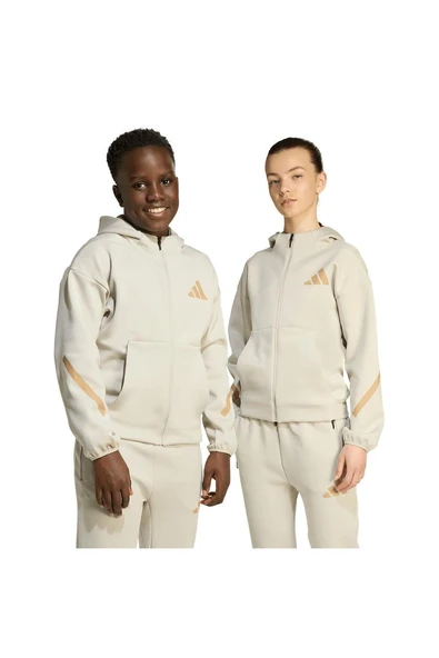 adidas Unisex Çocuk  Bej  Ceket J Z.N.E.FZ JW4005 - Resim 7