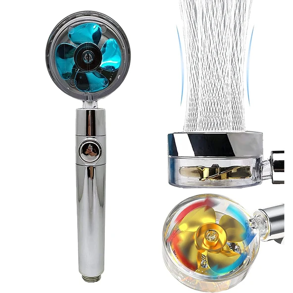 360 Derece Dönebilen Pervaneli Turbo Tazyikli Duş Başlığı - Resim 4