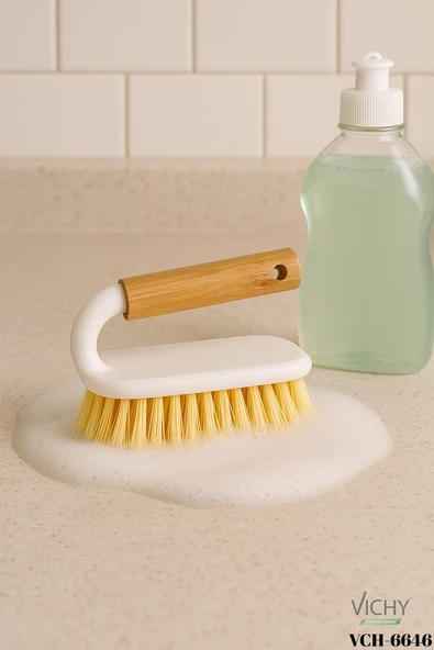 VICHY OVAL AHŞAP SAPLI  TEMİZLİK  EL FIRÇASI VCH-6646 ürün görseli
