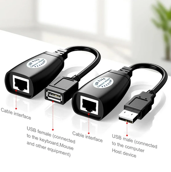 Usb Extrender, 50 Metre Rj45, Usb Uzatma Kablosu, Cat5 – Cat6 uyumlu, - 8