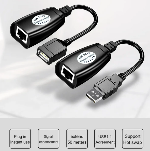 Usb Extrender, 50 Metre Rj45, Usb Uzatma Kablosu, Cat5 – Cat6 uyumlu, - 2