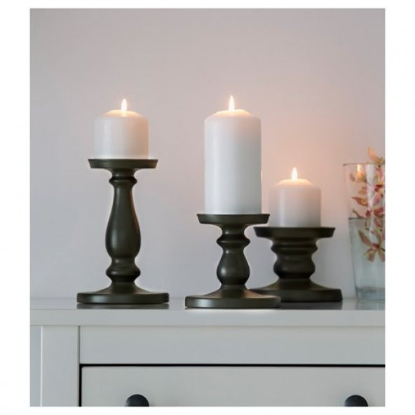 Şamdan Koyu Gri Renk IKEA 21 Cm Mumluk Dekoratif Şamdan - Resim 2