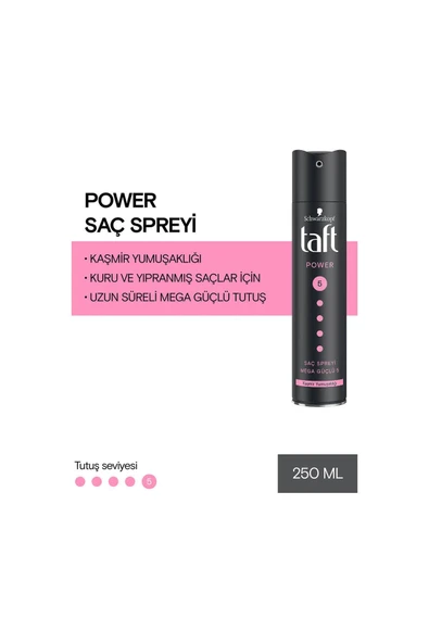 Taft Saç Spreyi Power No:5 Kaşmir Yumuşaklığı 250 ml - Resim 2