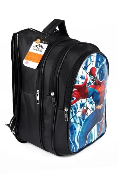 Lugmo Sırt Çanta Seti 3lü Ortaokul İlkokul 3 Cepli Pedli Örümcek Siyah - 2