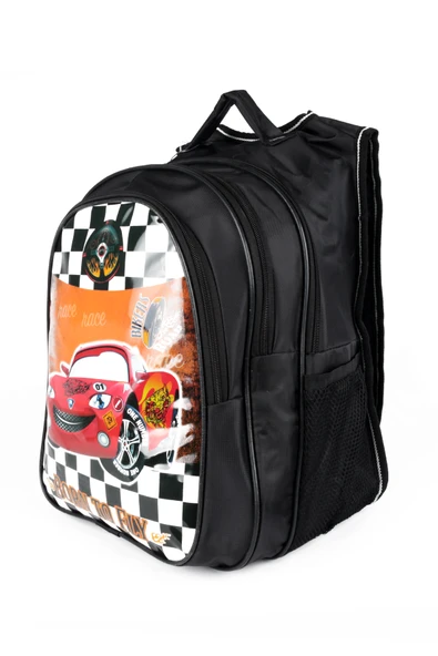 Lugmo Sırt Çanta Seti 3lü Ortaokul İlkokul 3 Cepli Pedli Araba Siyah - Resim 4