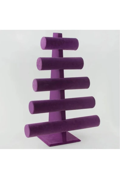 Süet Kumaş Mor Renk Beş Kademeli 45/34 cm Bileklik-Saat Sergileme Standı ürün görseli
