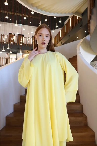 Kat Detaylı Tunik 3988 Sarı - 4