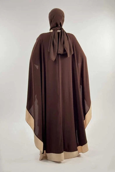 Düğme Detaylı Pelerin 70024 Kahve-Taş - Resim 3