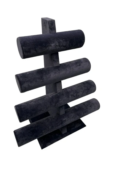 Süet Kumaş Siyah Renk Dört Kademeli 38/34 cm Bileklik-Saat - Resim 3