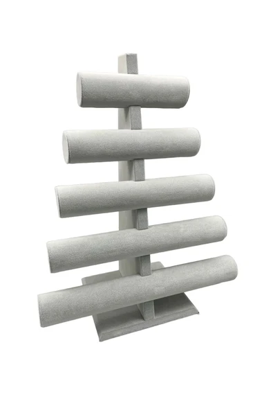 Süet Kumaş Gri Renk Beş Kademeli 45/34 cm Bileklik-Saat Sergileme Standı - 1