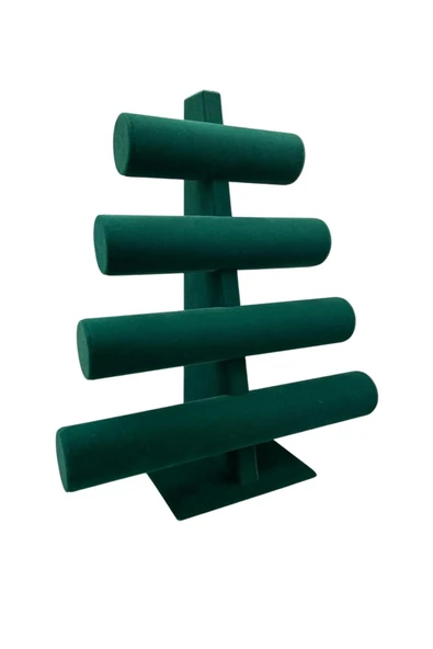 Süet Kumaş Yeşil Renk Dört Kademeli 38/34 cm Bileklik-Saat Sergileme Standı ürün görseli