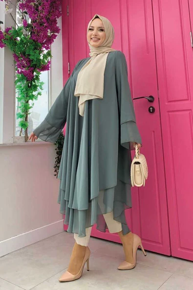 Kat Detaylı Tunik 3988 Mint - Resim 2