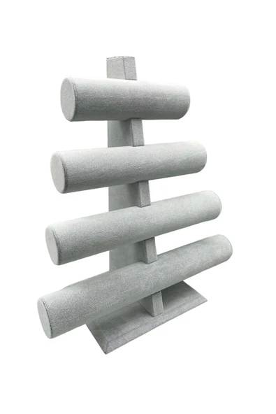 Süet Kumaş Gri Renk Dört Kademeli 38/34 cm Bileklik-Saat Sergileme Standı ürün görseli