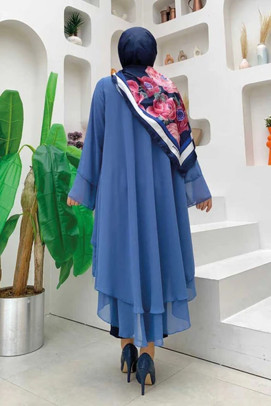 Kat Detaylı Tunik 3988 İndigo - Resim 3