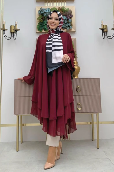 Kat Detaylı Tunik 3988 Bordo ürün görseli 1