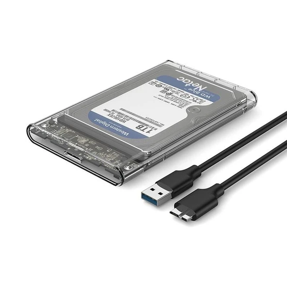 Netac 2.5" Şeffaf Disk Kutusu Sata to USB 3.0 HDD - NT07WH11-30B0 - 2