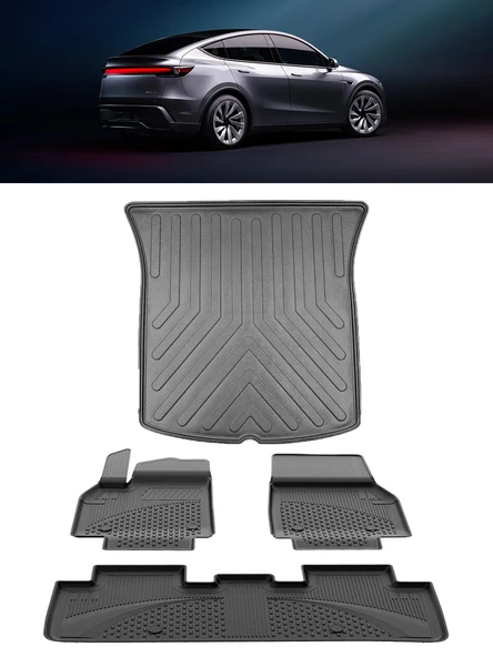 Sahler Premıum Tesla Model Y Juniper 2025 ve Sonrası 4.5D Paspas 3D Rizline Bagaj Havuzu Set ürün görseli
